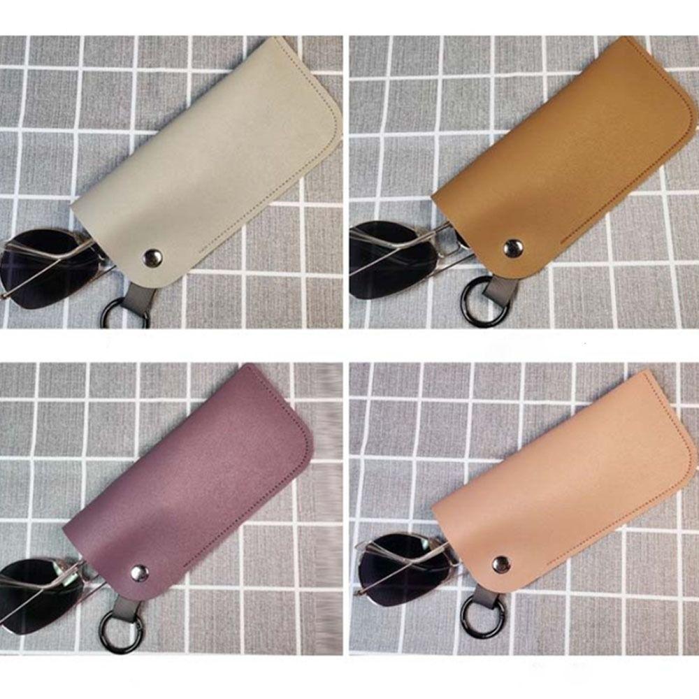 with Keyring Sunglasses Pouch PU Leather Hanging Sunglasses Eyewear Accessories
