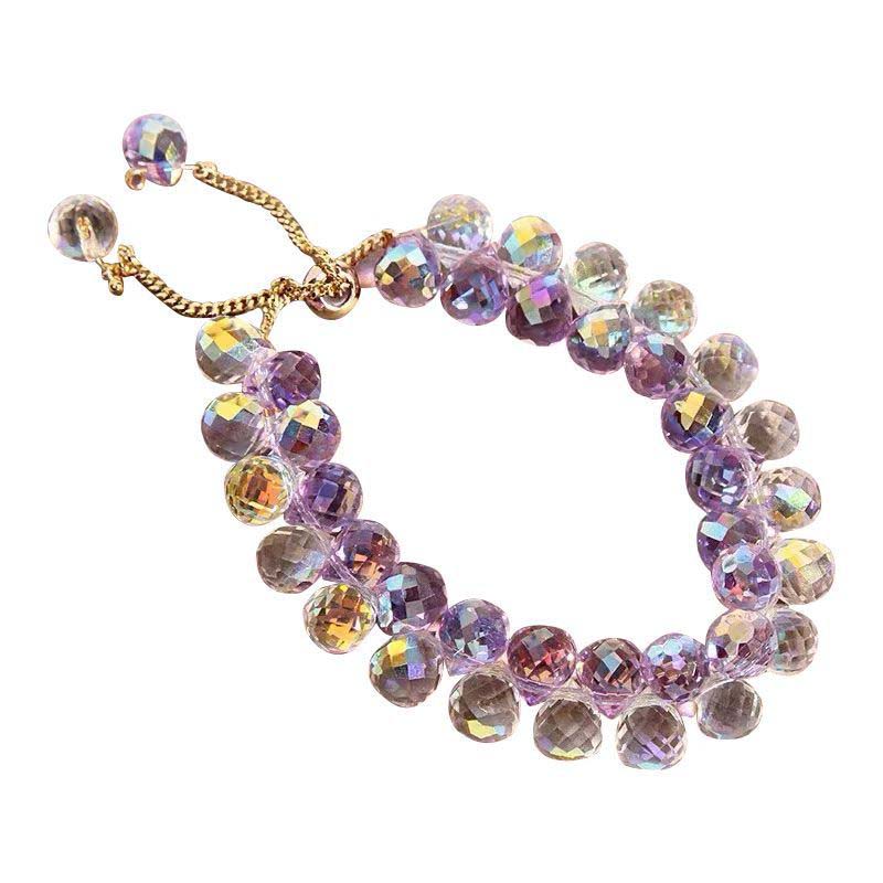 CBrilliant Purple Crystal Bracelet For Women And Girls, Exquisite Zircon Handmade Beaded Charm Bracelets, Jewelry Gift.