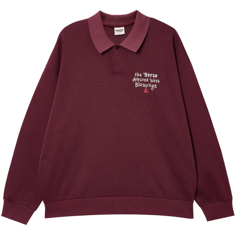 

JACK&JONES Men s Polo Collar Embroidered Print Loose Sweatshirt 2XL