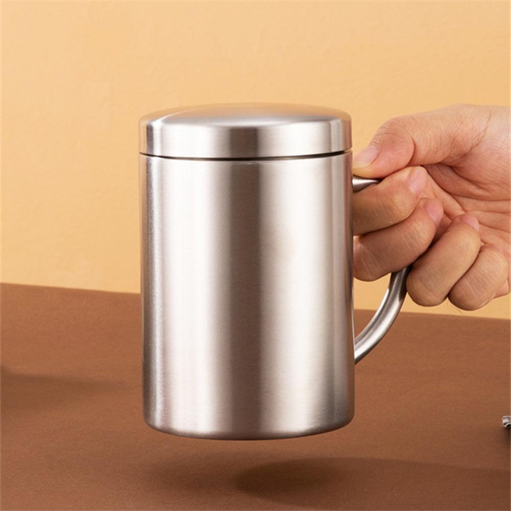 400ML Κούπα Καφέ από Ανοξείδωτο Ατσάλι Κύπελλο Ποτού Κούπα Τσαγιού με Καπάκι