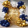 188pcs Navy Blue Balloons Garland White Silver Confetti Balloon Arch Kit Birthday Party Gender Reveal Wedding Decoration Globos