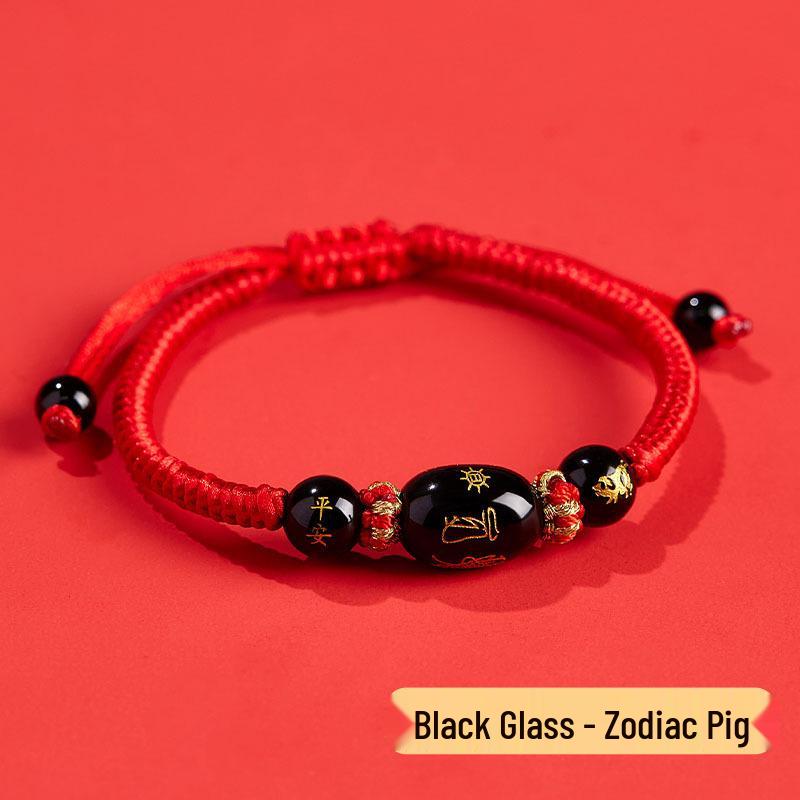 2026 Year of the Horse Zodiac Red Rope Bracelet - Women's/Men's Tai Sui Protective Charm for Horse, Rat, Ox, Rabbit Signs