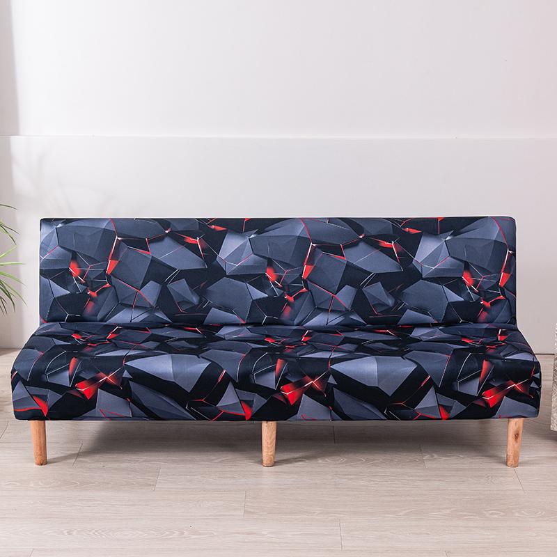 Floral Printed Armless Futon Slipcover Stretch Sofa Bed Slipcover Furniture Protector Without Armrests with Elastic Bottom 1pc