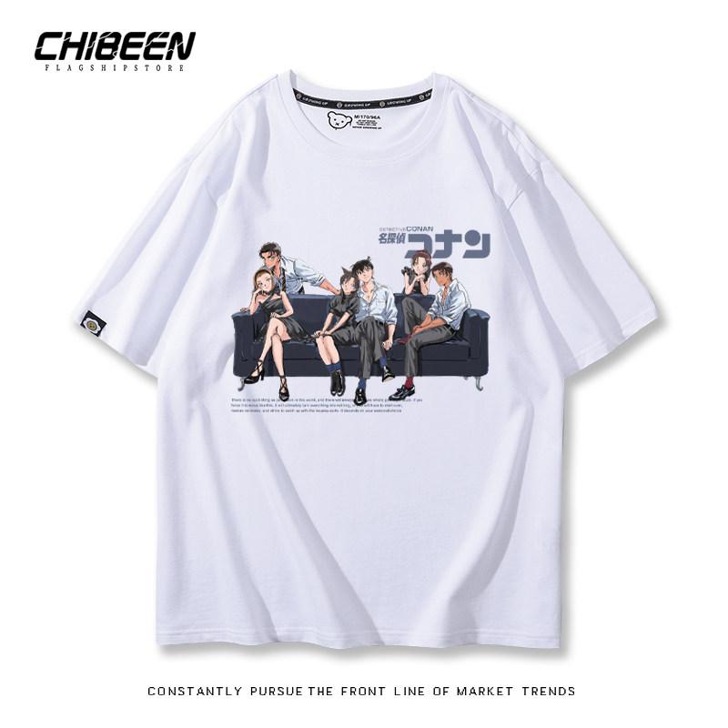 

New Detective Conan Merchandise Kudo Shinichi Mouri Ran Merchandise Pure Cotton Print 2026 Unisexs and Womens Loose Tshirt 3XL
