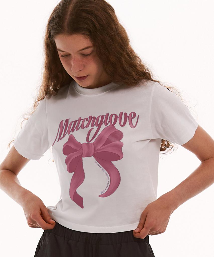 MATCHGLOBE Big Ribbon Crop Top (White)