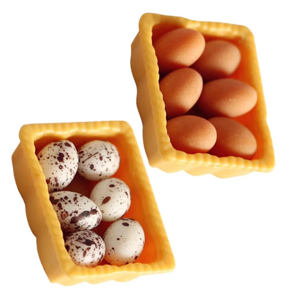 1:12 Ölçekli Dollhouse Yumurta Seti Dollhouse Minyatür Mini Yumurta Modelleri Tepsi ile Ev Mutfak Minyatür Yemek Oyuncak Paskalya Hediyesi