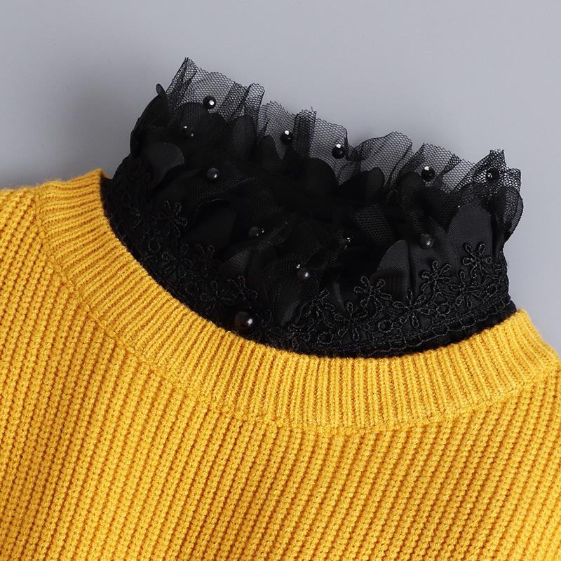 White Lapel Fake Collar Neck Decorative Chiffon Cotton Chocker Women Detachable False Collar Shirt Doll Lace Ladies Half Shirt