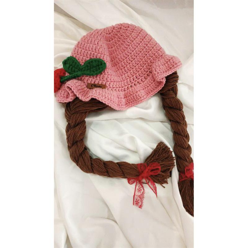New hand knitted funny woolen hat long horn lace clown pullover hat