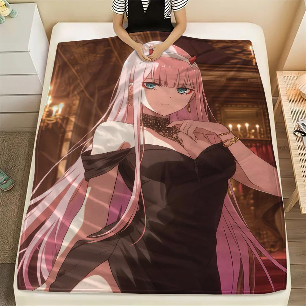 Darling In The Franxx Flannel Blanket Printed Design Warm Comfortable Throw for Sofa Bed Chair Travel Picnic Use Blanket -xia07 75x90cm