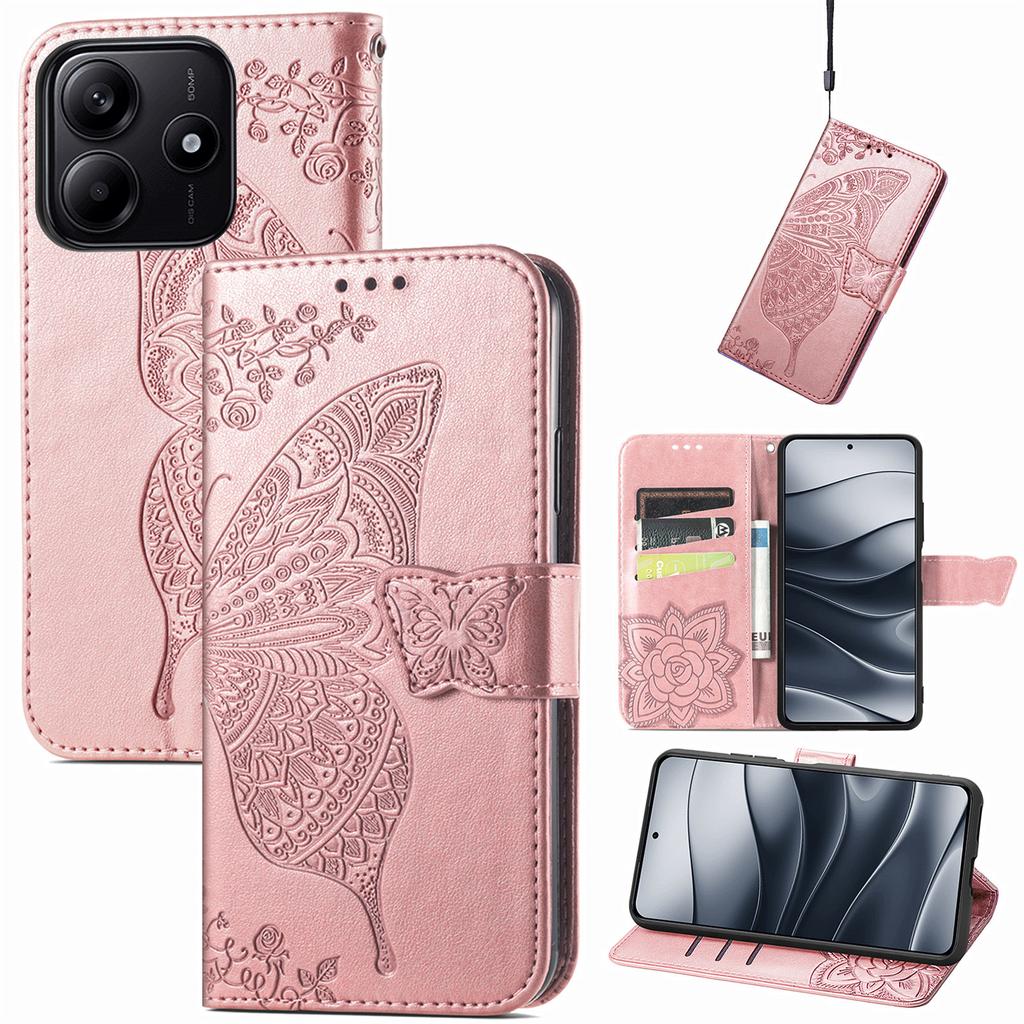 For Xiaomi Redmi Note 14 5G Case PU Leather Wallet Phone Cover Butterfly Pattern