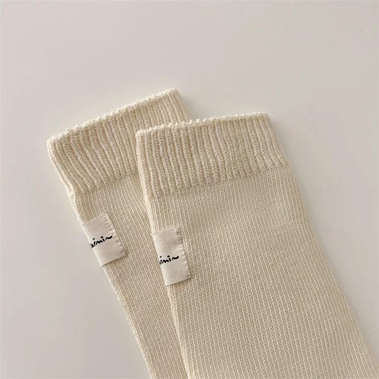 Ženy Bavlna Pletené Dlouhé Ponožky Korejská Móda Jednobarevná Černá Bílá Šedá Ponožky se střední trubkou Podzim Zima Dámské Ponožky