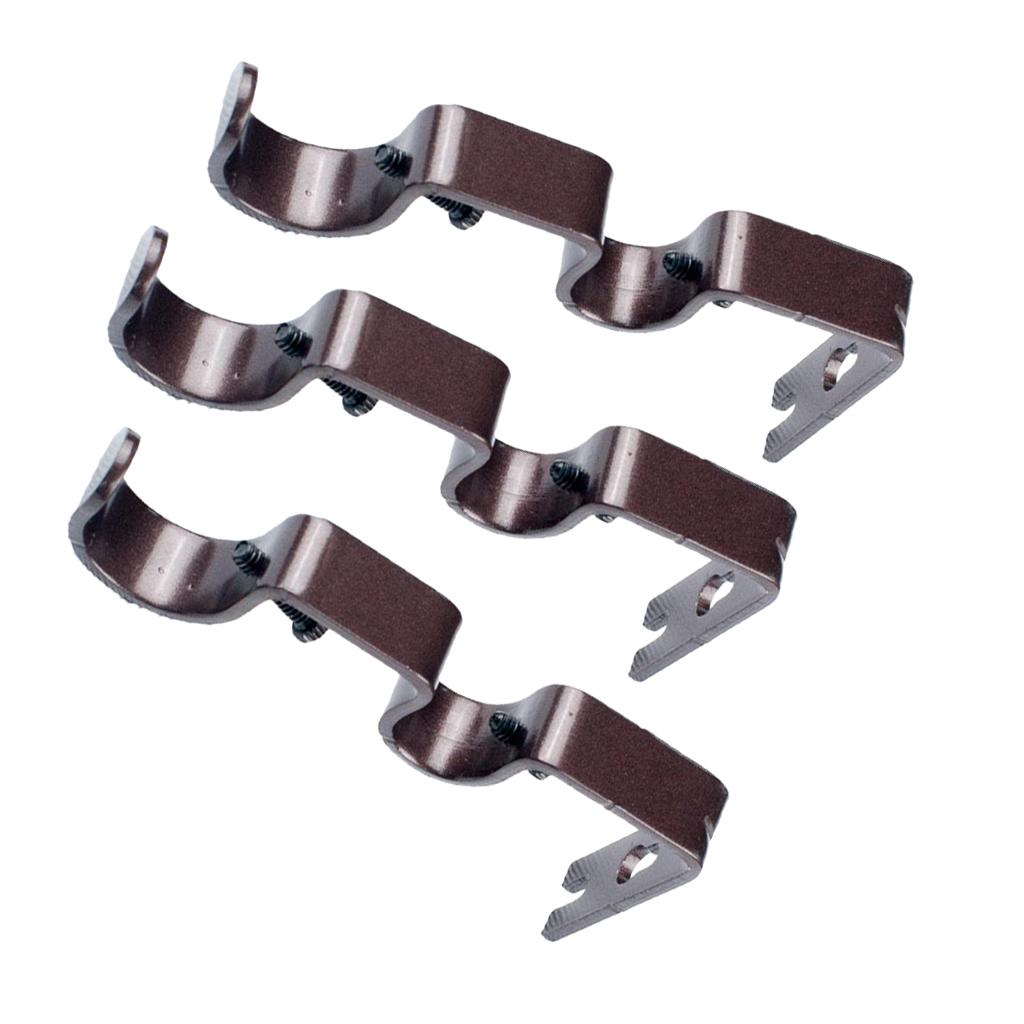 Set of Double Curtain Rod Brackets Adjustable Metal Holder Wall Mount for Window Treatment