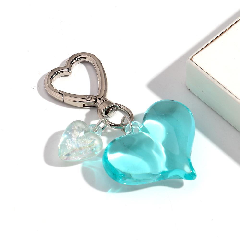 1pcs Sweet Heart Resin Keychain for Women Girl Clear Colorful Love Acrylic Keyring Phone Bag Charms Fashion Accessories Gifts
