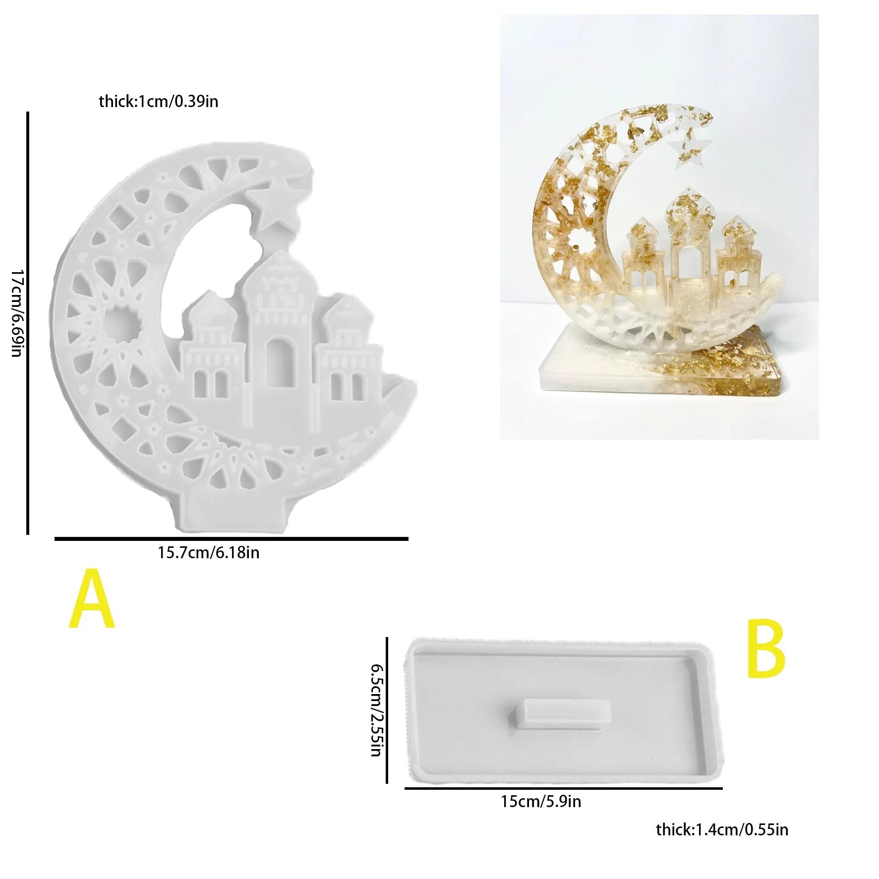 

Moon Mosque Display Stand Resin Mold,Features a Hollow out Star and Sun Design for Handicrafts,Home Decor,Ramadan,Eid Gifts