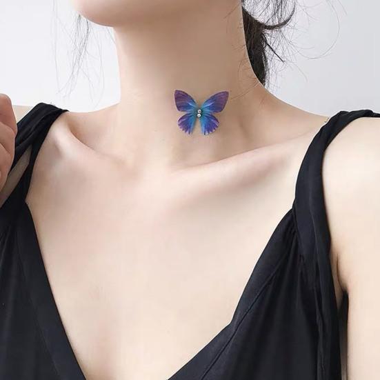Gargantilha de borboleta Boho, corrente invisível, gargantilha de fada de borboleta, colar transparente de linha de pesca para mulheres