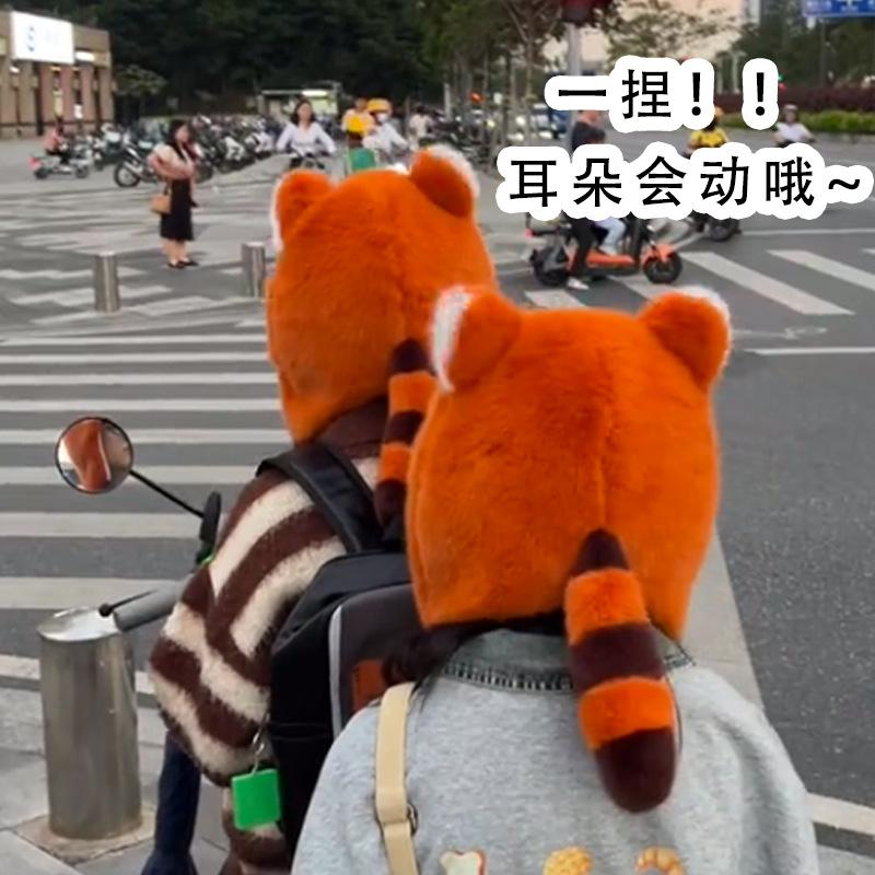 Ear protection hat autumn and winter cartoon men and women cute little raccoon wool ear protection hat winter warm plush pullover hat