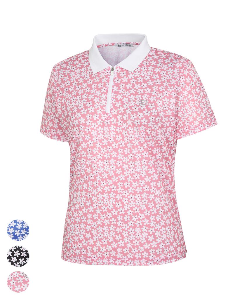 BHPOLOCLUB Women'S Summer Blooming Flower Collared Short Sleeve Tee 3 Colors Ts642