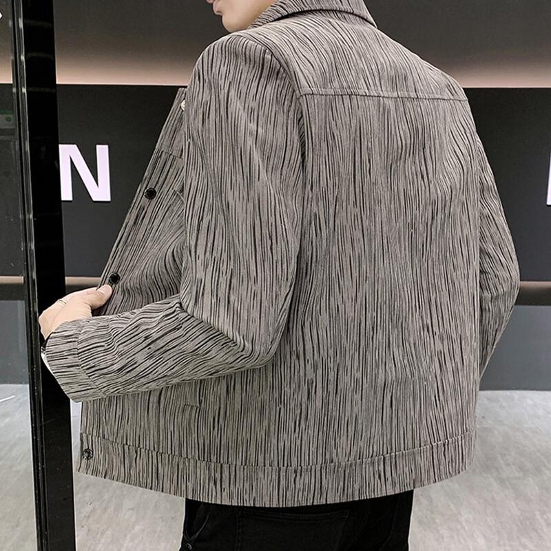ROMON Men's Striped Lapel Casual Jacket