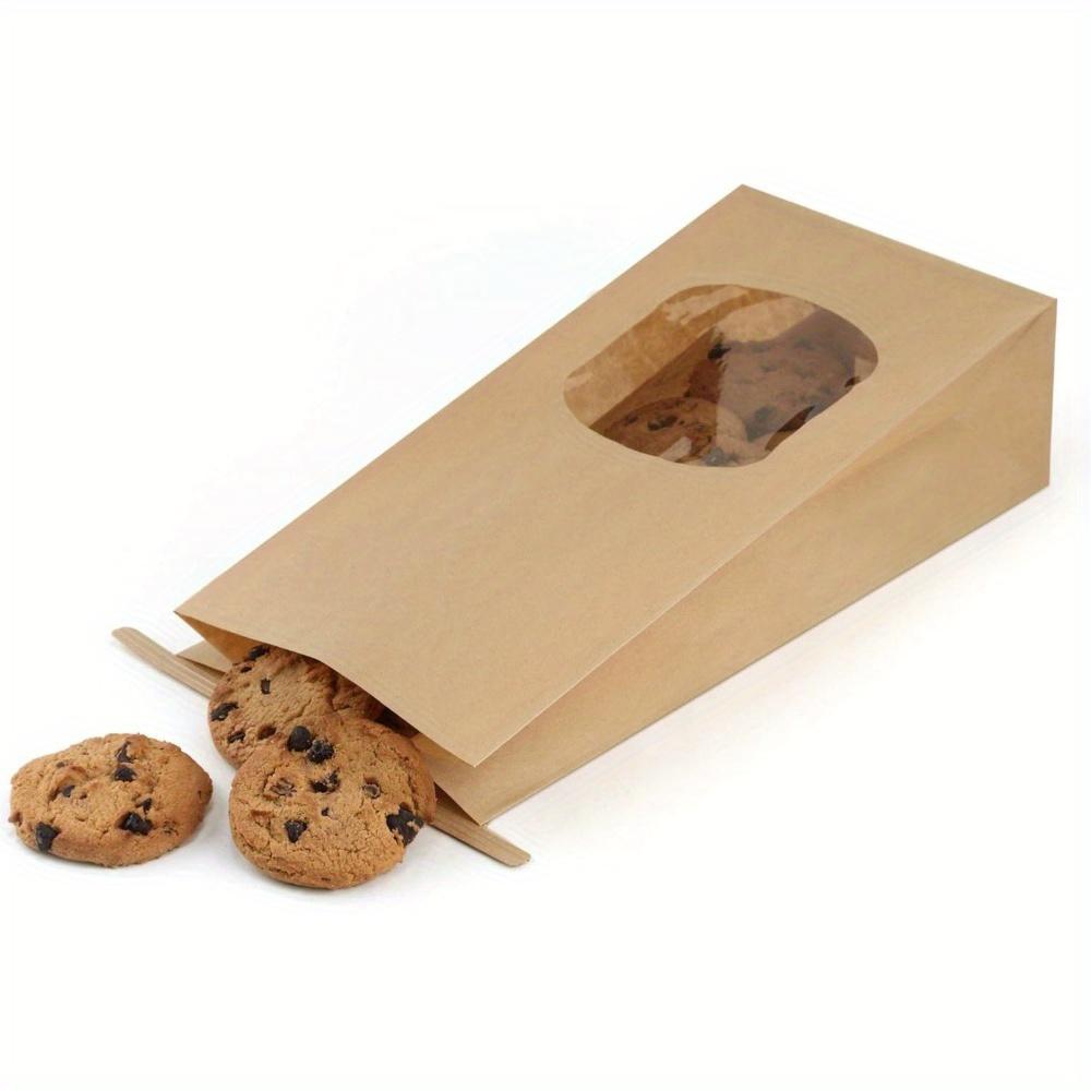 20 Stück Bäckertüten mit Fenster Kraftpapiertüten Zinnverschluss Laschenverschluss Tüten Braune Fenstertüten Kekstüten Kaffeetüten