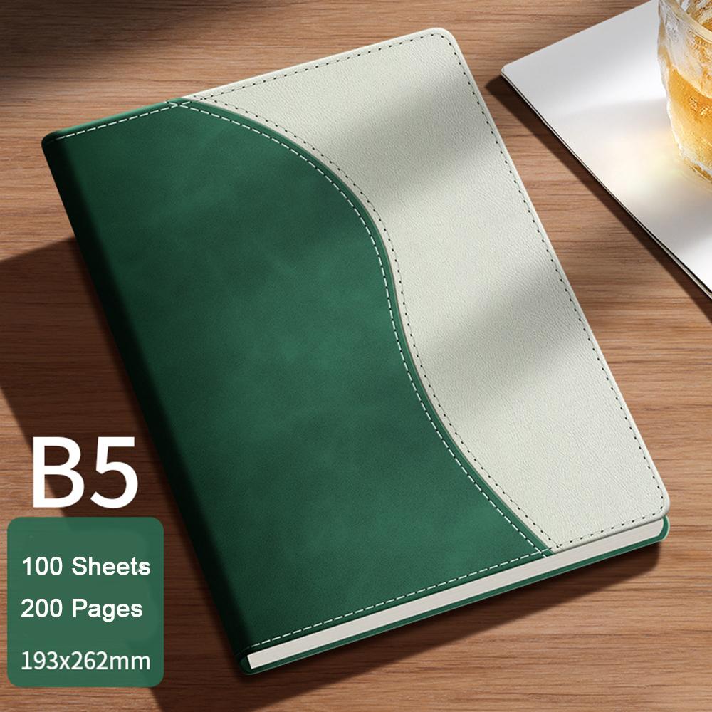 (Logo can be engraved) A5/B5 leather student subject notebook, business meeting record book, notepad, office ledger, diary, lined inner pages