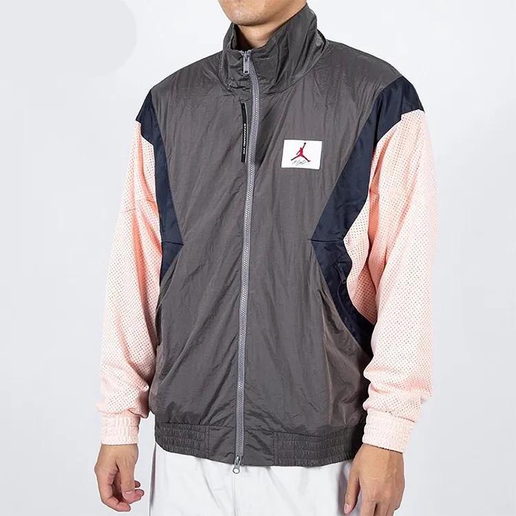 Jordan Flight Jackets Men's Gray Pink Stand Collar Moderate (Unisex) Jackets AO0556 272