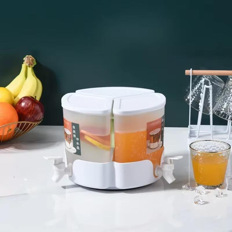 Rotatable Three-grid Plastic Beverage Cold Water Kettle 3-grid Detachable Beverage Machine Fruit Bucket Water Dispenser