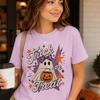 Trick or Treat Ghost Shirt, Retro Halloween Graphic Tee Comfort Colours Fall Tshirt