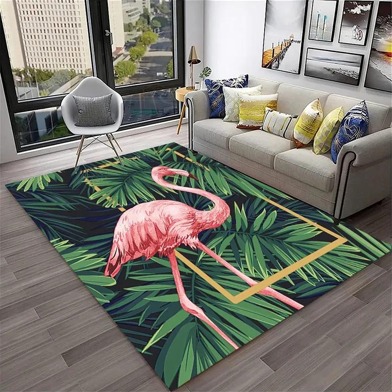 Flamingo Carpet Tropical Animal Print Kitchen Rug for Bathroom Living Room Bedroom Decor Non-slip Floor Mat Entrance Doormat
