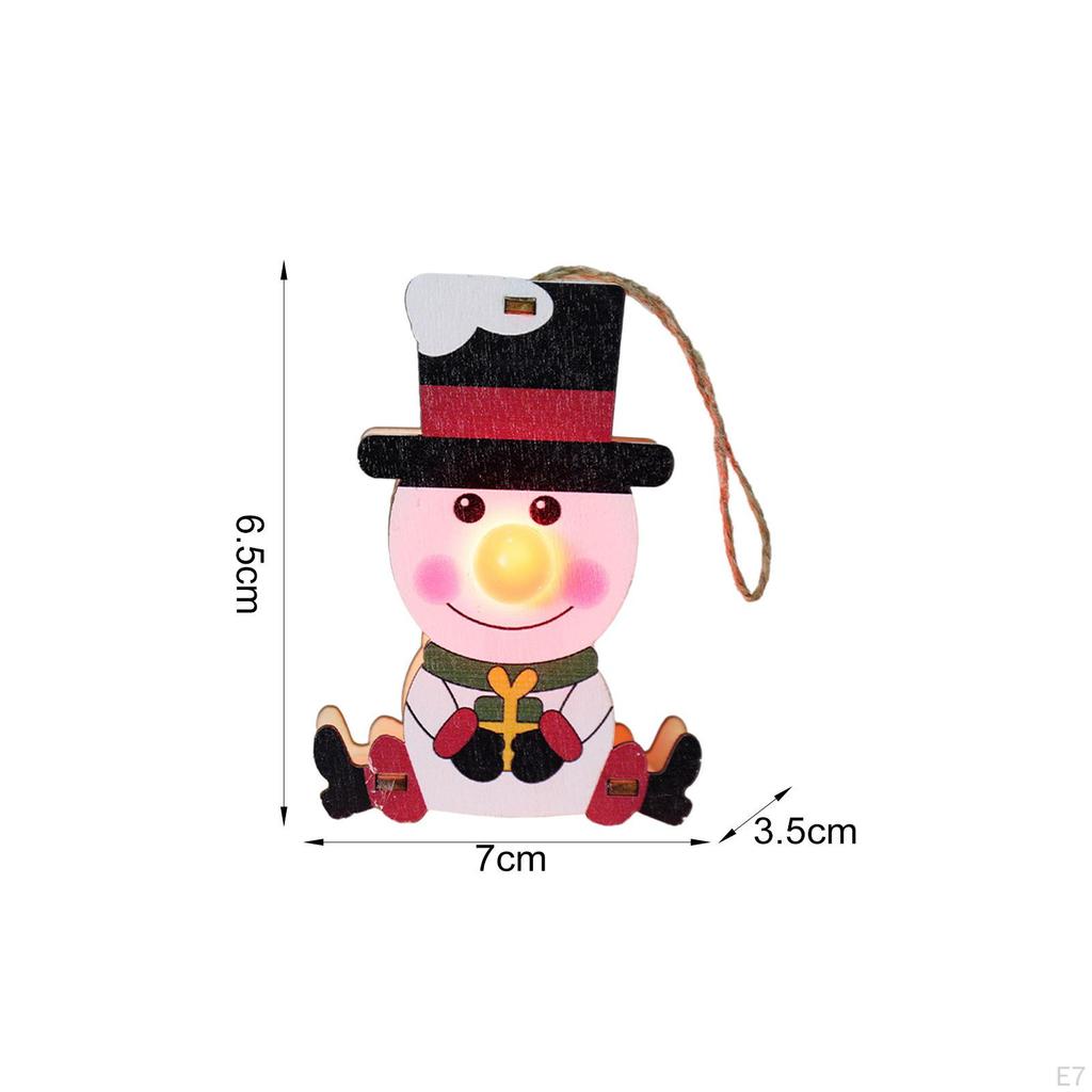 Glowing Christmas Hanging Ornament Tree Decoration Crafts Decorative Wood Decor