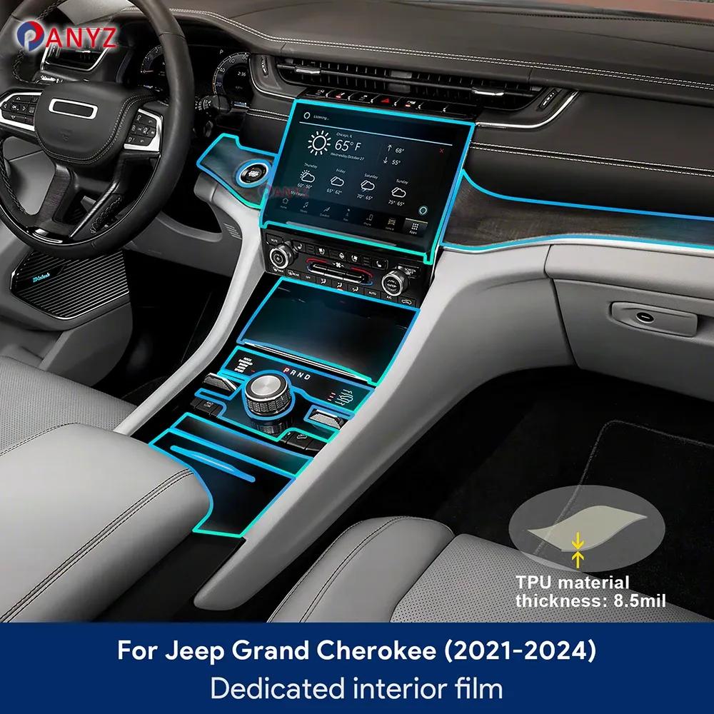 For Jeep Grand Cherokee 2021 2022 2023 2024 Interior TPU Anti-scratch Film Center Console Navigation Panel Protection Sticker ALZ1