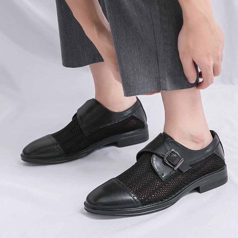 Men Monks Grey Derby Wedding Dress Summer Pointed Toe Elevator Shoes Tuxedo Prom Blazers Shoes Plus Size