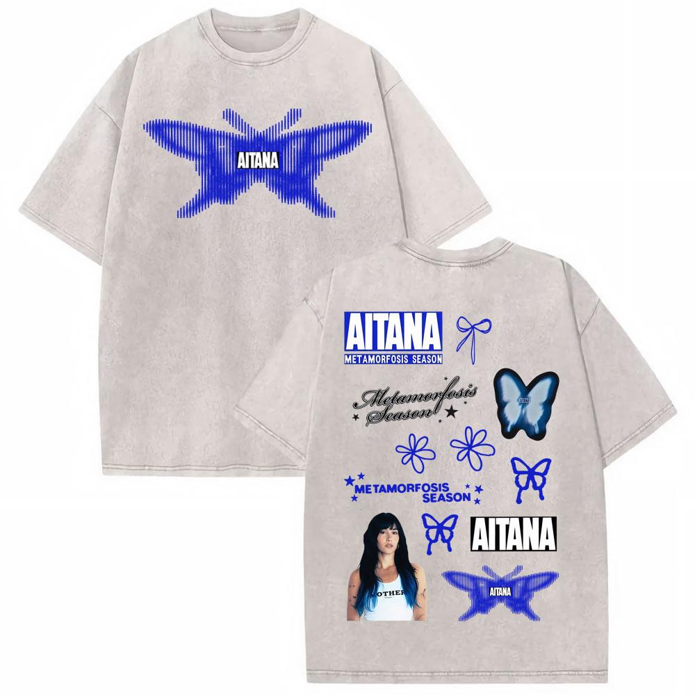 

Aitana Cuarto Azul World Tour Vintage Washed T Shirt Men Women Harajuku Hip Hop Tshirt Casual Cotton Short Sleeve T Shirts S