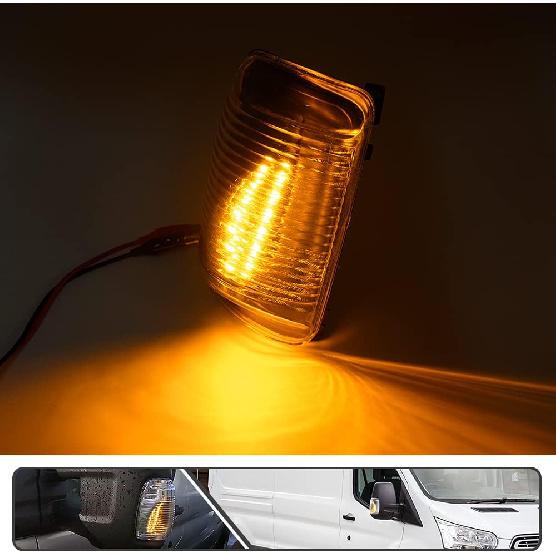 2Pcs Amber Led Side Mirror Marker Lights For Fo.rd Transit 150 250 350 350HD 2015-2021 Clear Lens Turn Signal Lamp
