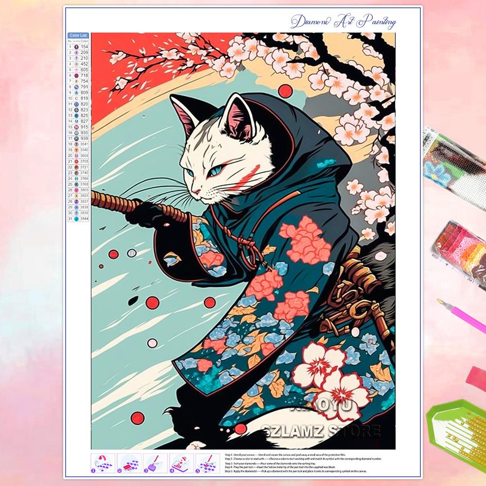 DIY Diamond Painting Cherry Blossom Fuji Mountain Landscape Mosaic Embroidery Cross Stitch Kit Living Room Home Art Wall Decor