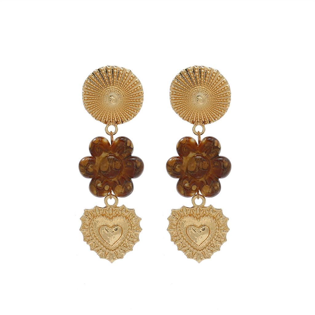Vintage Multi Layer Dangle Earrings for Women Enamel Flower Heart Drop Earrings Fashion Charm Beach Vacation Jewelry Accessories