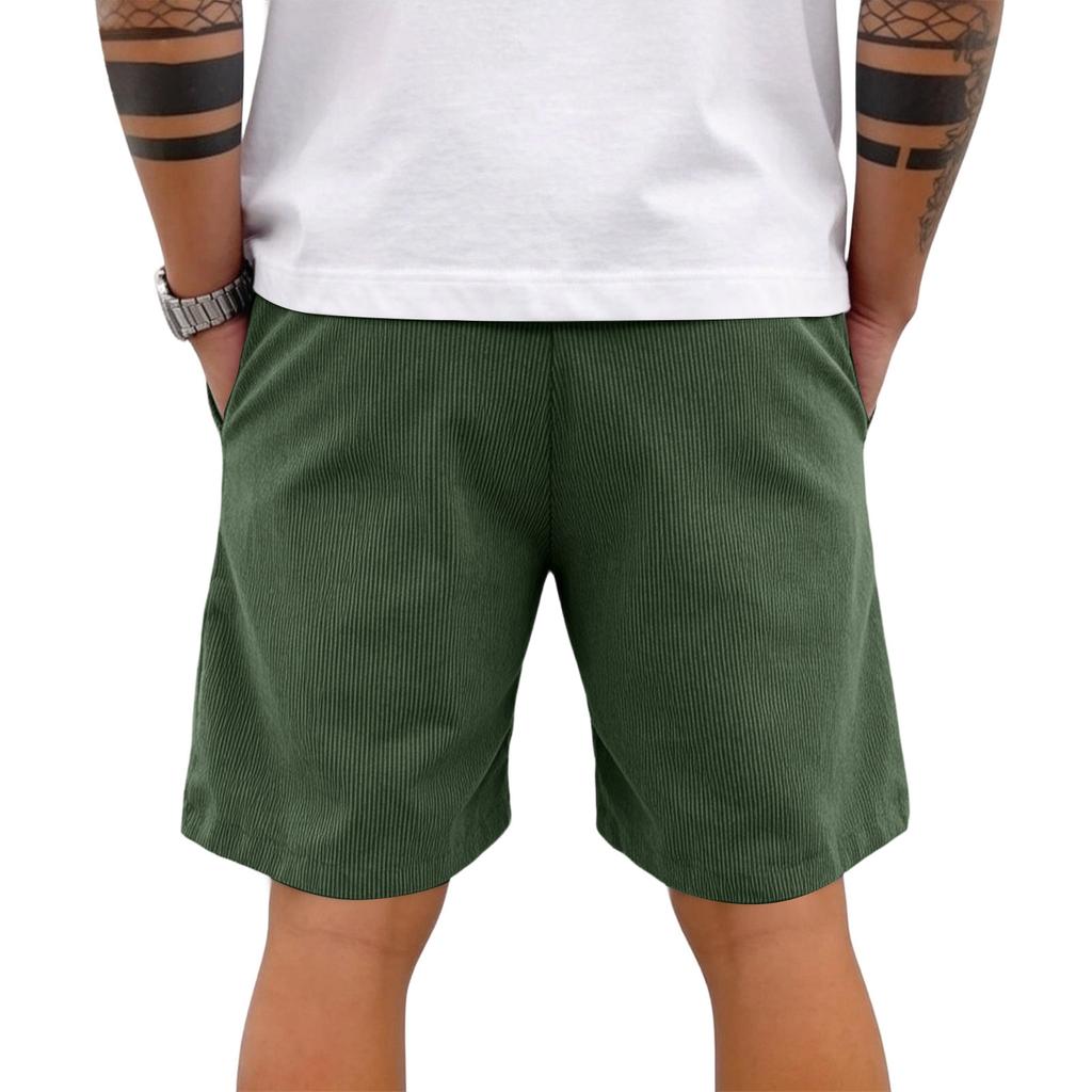 Men's Corduroy Casual Shorts | Elastic Drawstring Waist Shorts With Multi Pockets For Daily Wear