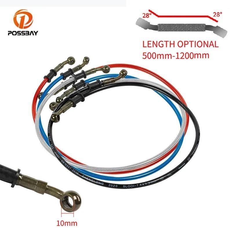 Motocykl Dirt Bike Opletená brzdová hadice Ocelové brzdové lanko Hydraulická trubka 28 stupňů Banjo 500mm-1200mm pro univerzální motocykl