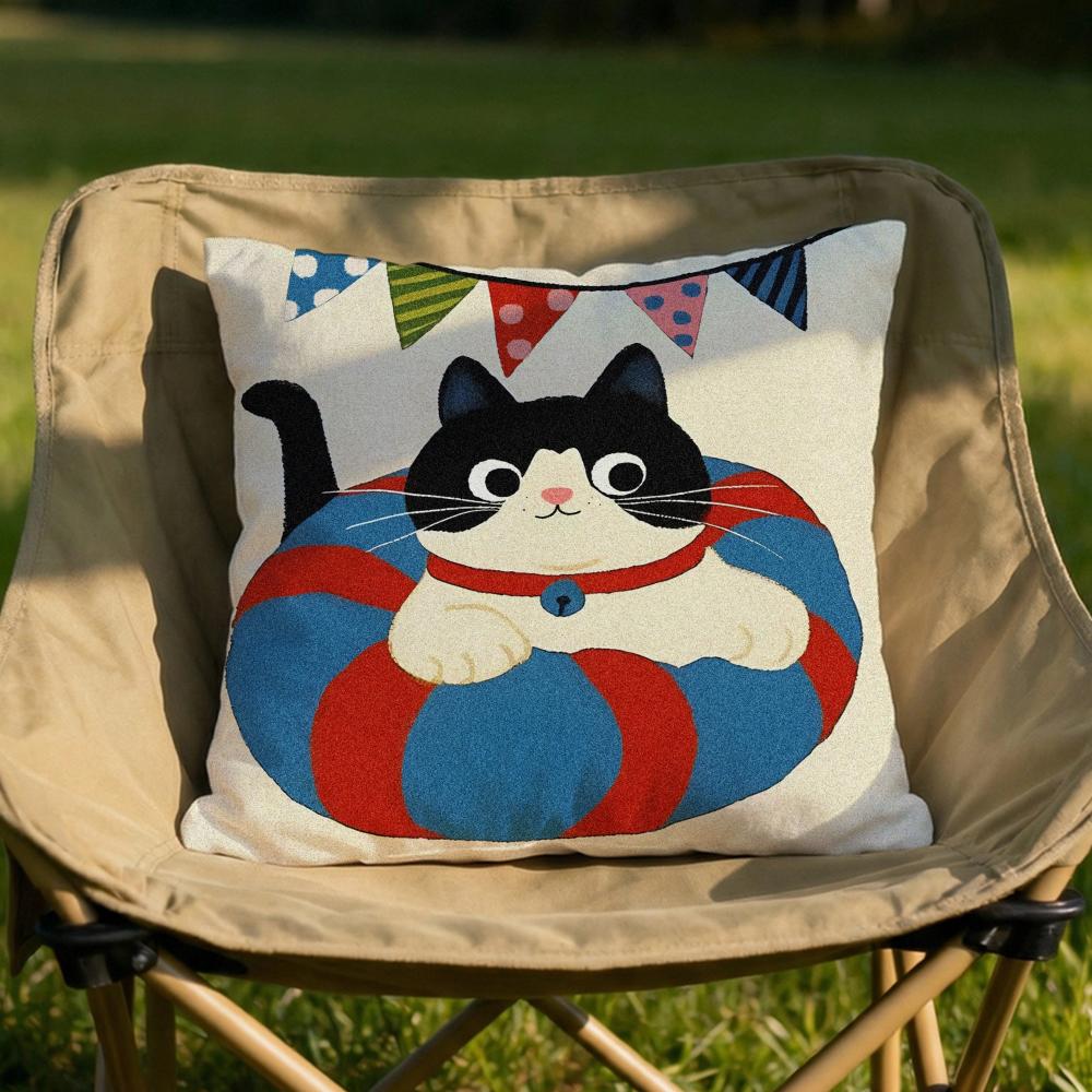 Cartoon Cat Cute Cushion Cover Soft Reversible  Durable Pillow Cover  MultiScene Use for Home  Car Daily Comfort