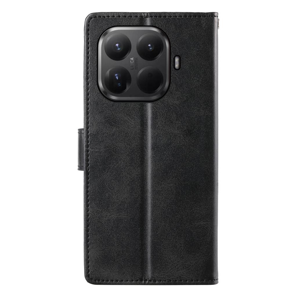 For Xiaomi 15T Pro Case Stand Wallet Calf Texture PU Leather Flip Phone Cover with Wrist Strap