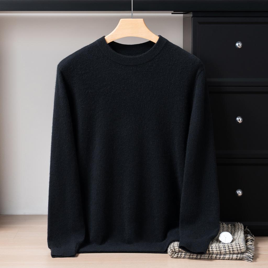 New round neck 100 pure cashmere sweater solid color loose thickened pullover knitted primed warm sweater