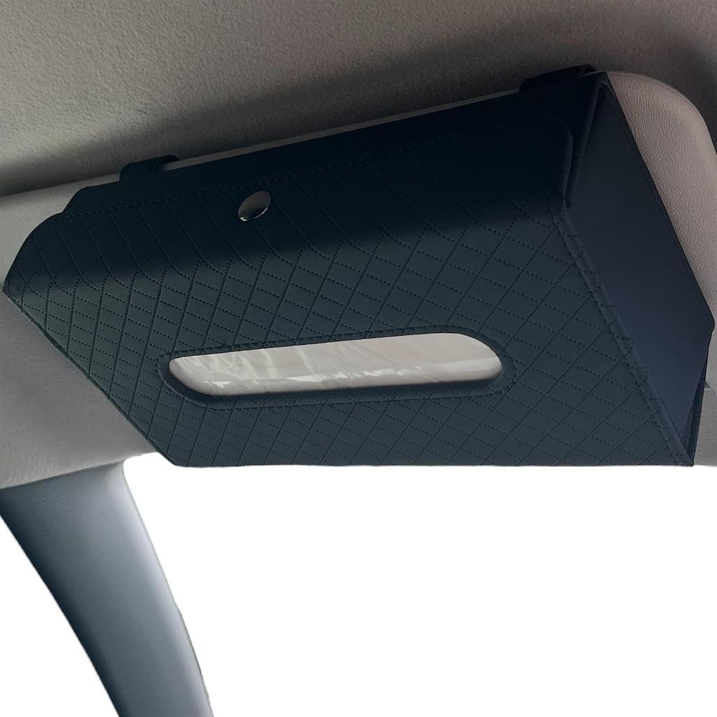 Blissh Car Tissue Fits a Whole Car Tissue Sun Visor Convenient Car PU Rectangular Case, Box, Cover, Storage, Hanging, Accessory, Leather, (Slim Black)