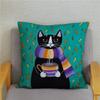 Cartoon Cycling Cat Print Cushion Cover Super Soft Pillowcase 45x45  Home Decor