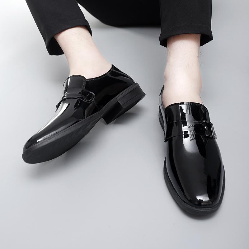 Fashion Leather Slip-On Dress Shoes Men Comfortable Office Work Shoes Pointed Toe Formal Shoes Men's Loafers All-match Business Flats