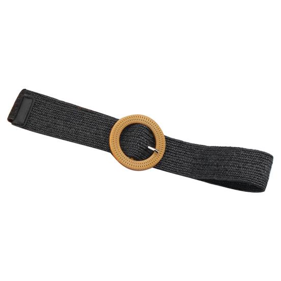 Boho Women Weaving Straw Elastic Waist Band Pin Buckle Belt Dress Jeans Decor