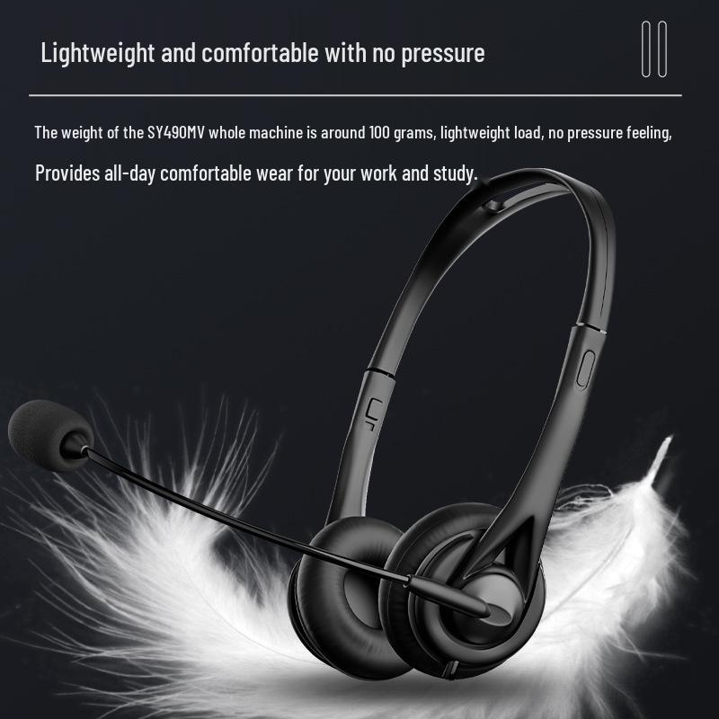 Noise-Canceling Over-Ear Telephone Headset with Microphone for Telesales Agents