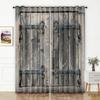 Retro Wooden Door Texture Vintage Barn for Bedchamber Livingroom Space Kitchen Windowpane Drape Contemporary Household Space Decoration 2 Panels