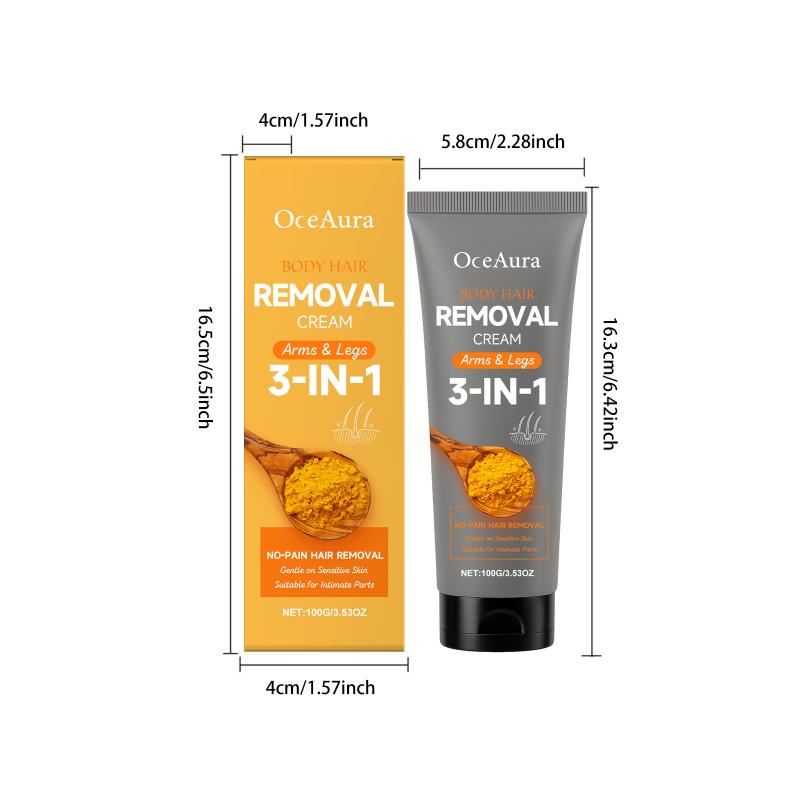 Moisturizing Hair Removal Cream Fast Acting Turmeric Depilatory for Smooth Skin Use on Legs Armpit Bikini