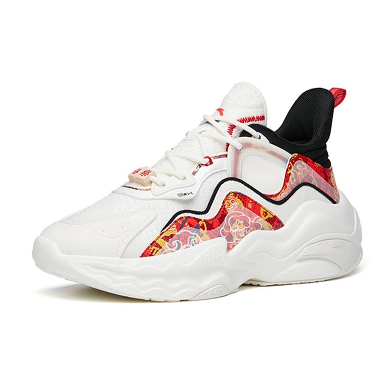 New My King Mansleep X Anta MIX4 Cushioning Anti Slip And Wear Resistant Low Top Chunky Sneakers Women's White Red 122218812-7