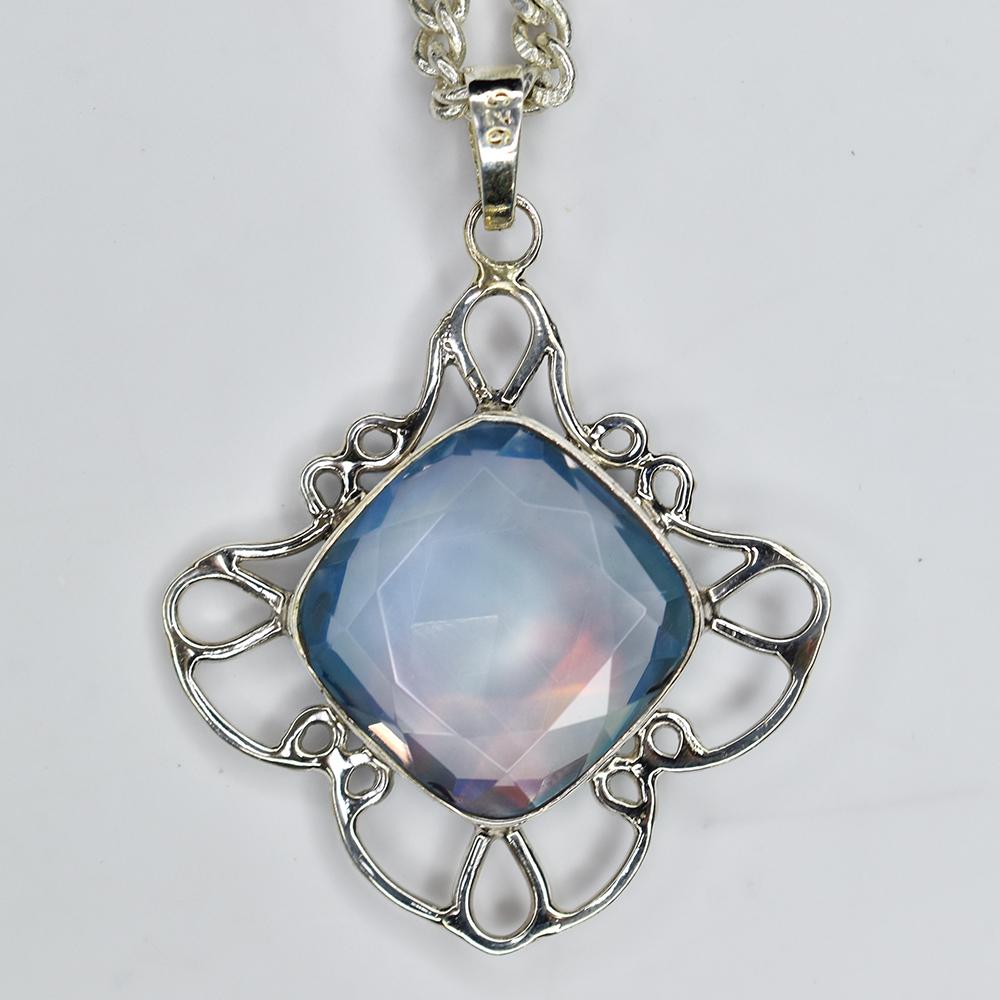 Natural Opal Pendant 46 ct Square Cushion Cut Gems October Birthstone for Gem Collections