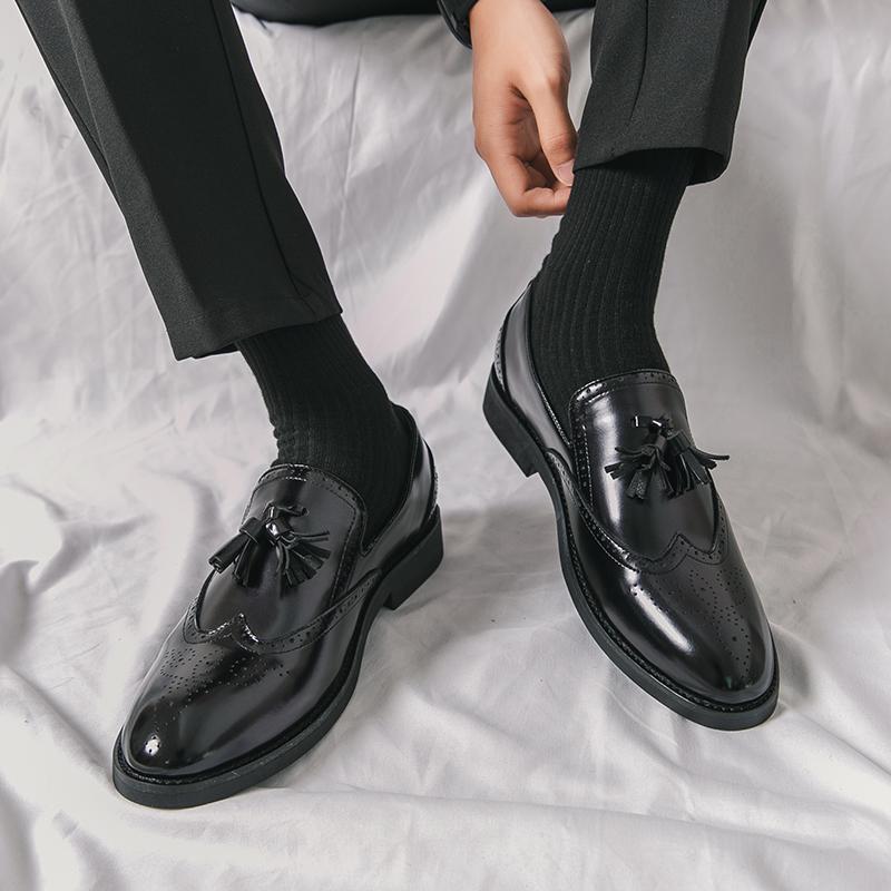 Party Loafers Men Fashion Tassel Formal Business Shoes Slip-on Comfortable Men's Leather Shoes Luxury Grace Casual Leather Shoes